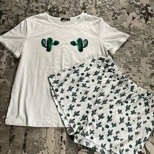 SHEIN Pajama Set Cactus Print